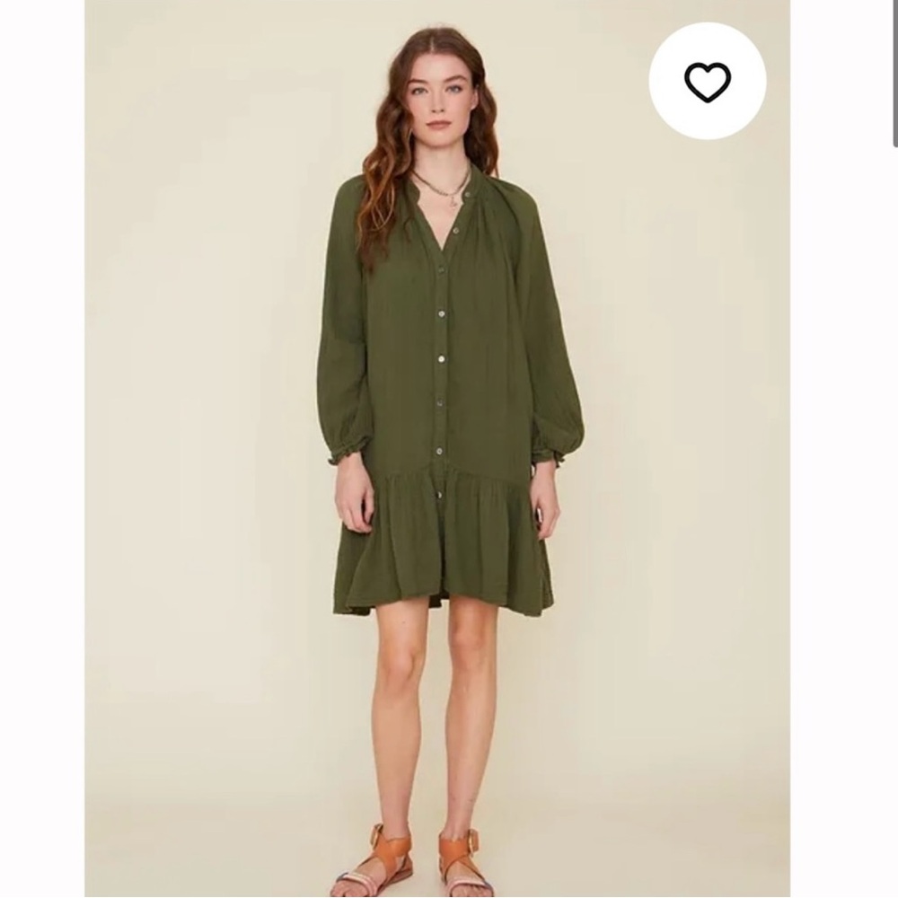 Xirena Rainey Button Down Dress Olive Green